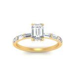 Load image into Gallery viewer, Lab Grown Emerald Cut Diamond Halo Engagement Rings 14K Yellow Gold
