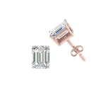 Load image into Gallery viewer, 1/2 To 5 Ctw Emerald Cut Basket Lab Diamond Stud Earring 14K Gold
