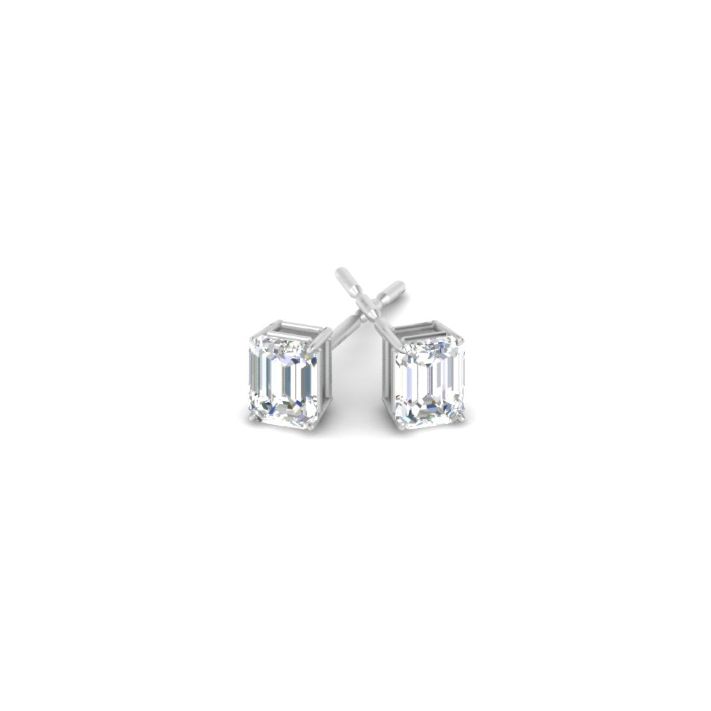 1/2 To 5 Ctw Emerald Cut Basket Lab Diamond Stud Earring 14K Gold