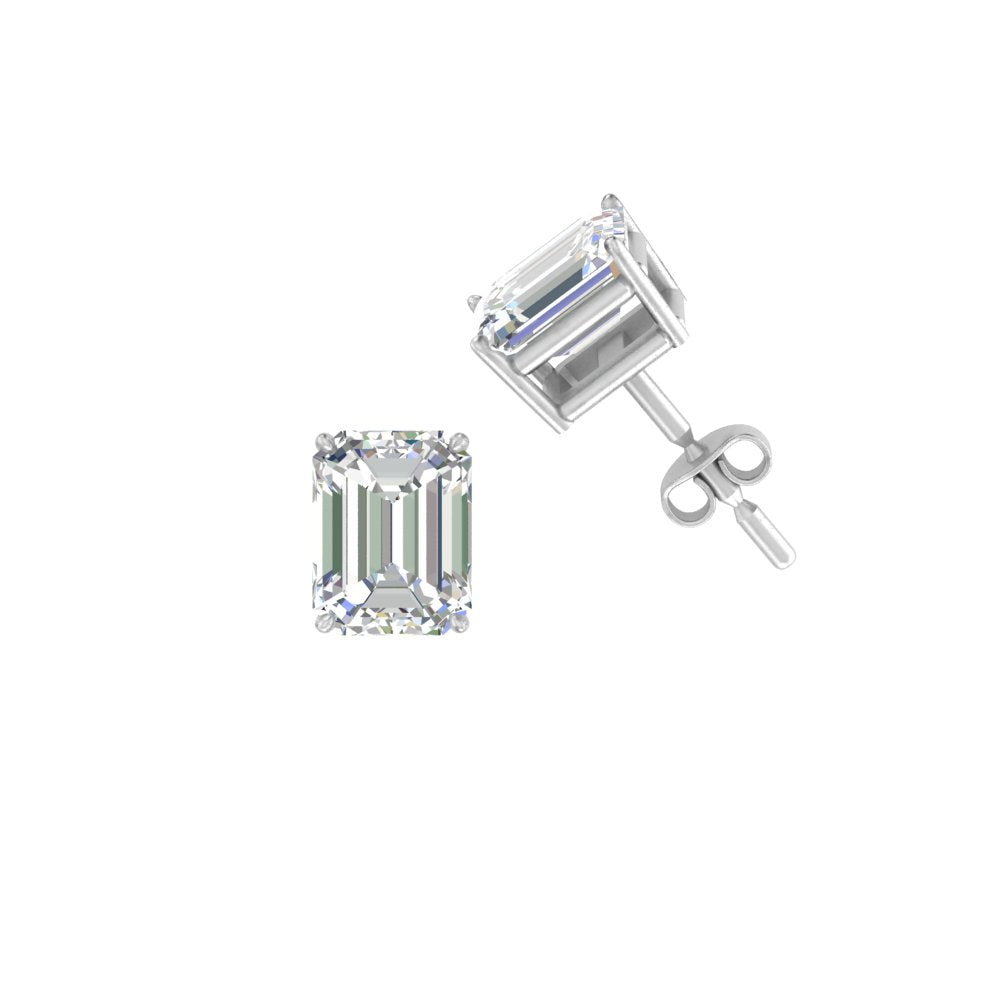 1/2 To 5 Ctw Emerald Cut Basket Lab Diamond Stud Earring 14K Gold