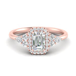 Load image into Gallery viewer, Lab Emerald Cut diamond Halo Engagement Rings 14K Rose Gold
