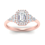 Load image into Gallery viewer, Lab Emerald Cut diamond Halo Engagement Rings 14K Rose Gold
