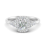 Load image into Gallery viewer, Lab Emerald Cut diamond Halo Engagement Rings 14K White Gold
