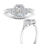 Load image into Gallery viewer, Lab Emerald Cut diamond Halo Engagement Rings 14K White Gold
