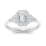 Load image into Gallery viewer, Lab Emerald Cut diamond Halo Engagement Rings 14K White Gold
