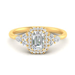 Load image into Gallery viewer, Lab Emerald Cut diamond Halo Engagement Rings 14K Yellow Gold
