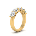 Load image into Gallery viewer, 1 To 5 Carat Lab Diamond Five Stone Cushion Cut Wedding Band 14K Gold
