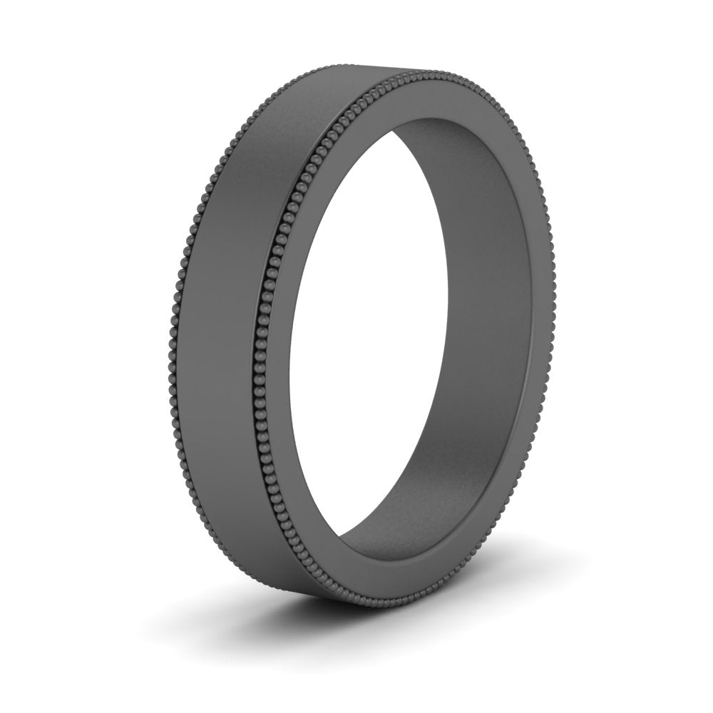 Flat Milgrain Stackable Mens Wedding Band In 14K Black Gold | Cuts & Carat