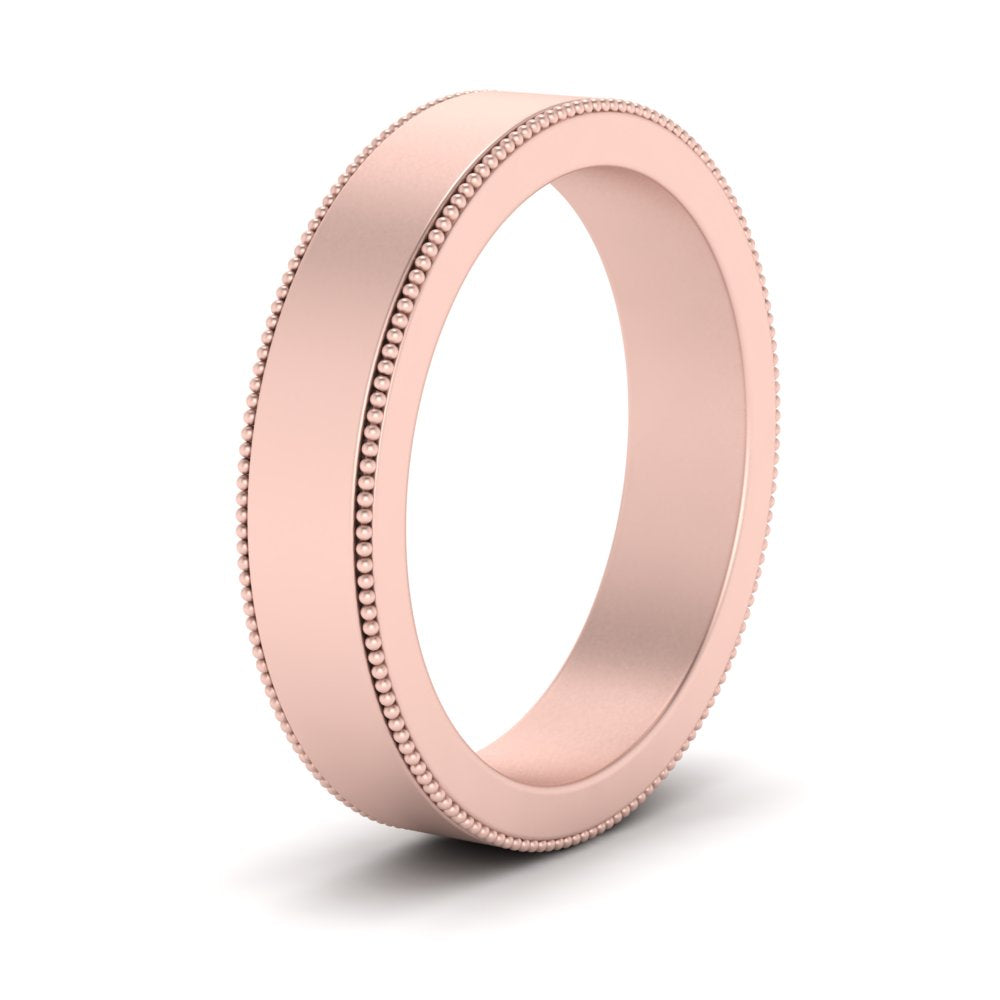 Flat Milgrain Stackable Mens Wedding Band In 14K Rose Gold | Cuts & Carat