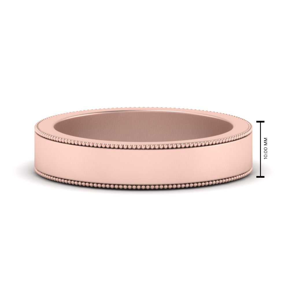 Flat Milgrain Stackable Mens Wedding Band In 14K Rose Gold | Cuts & Carat