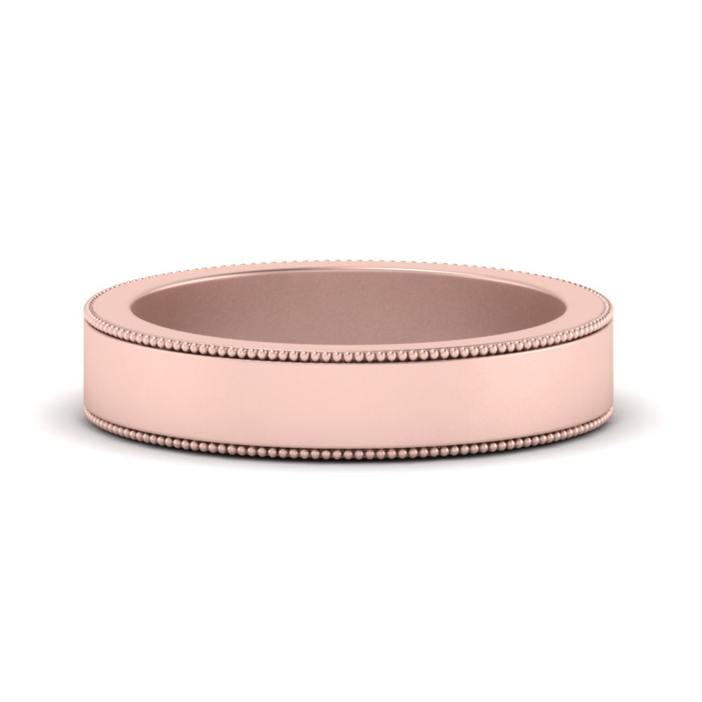 Flat Milgrain Stackable Mens Wedding Band In 14K Rose Gold | Cuts & Carat