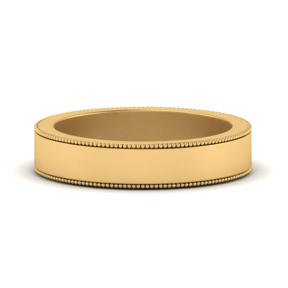 Flat Milgrain Stackable Mens Wedding Band In 14K Yellow Gold | Cuts & Carat