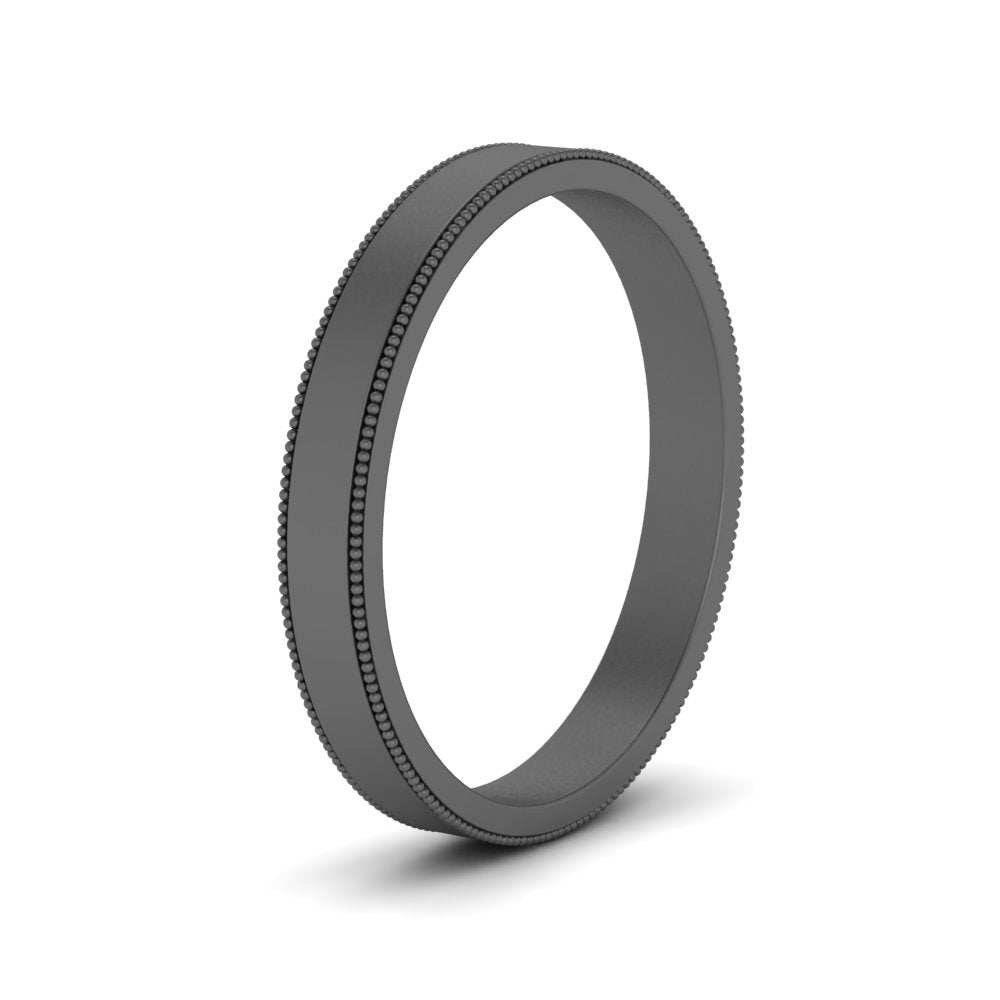 Flat Milgrain Stackable Mens Wedding Band In 14K Black Gold | Cuts & Carat