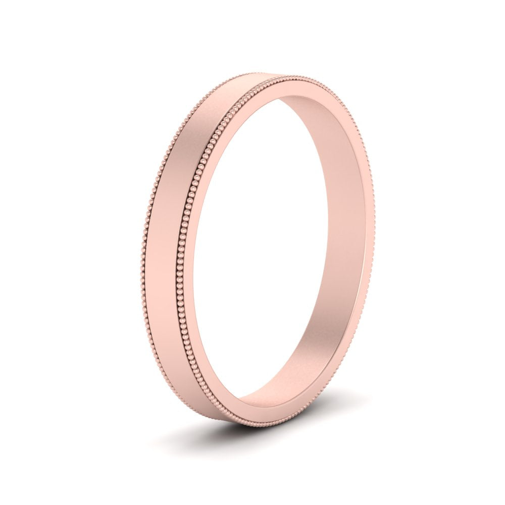 Flat Milgrain Stackable Mens Wedding Band In 14K Rose Gold | Cuts & Carat