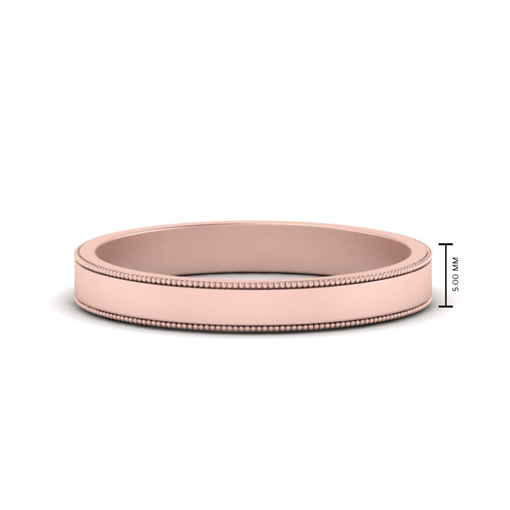 Flat Milgrain Stackable Mens Wedding Band In 14K Rose Gold | Cuts & Carat