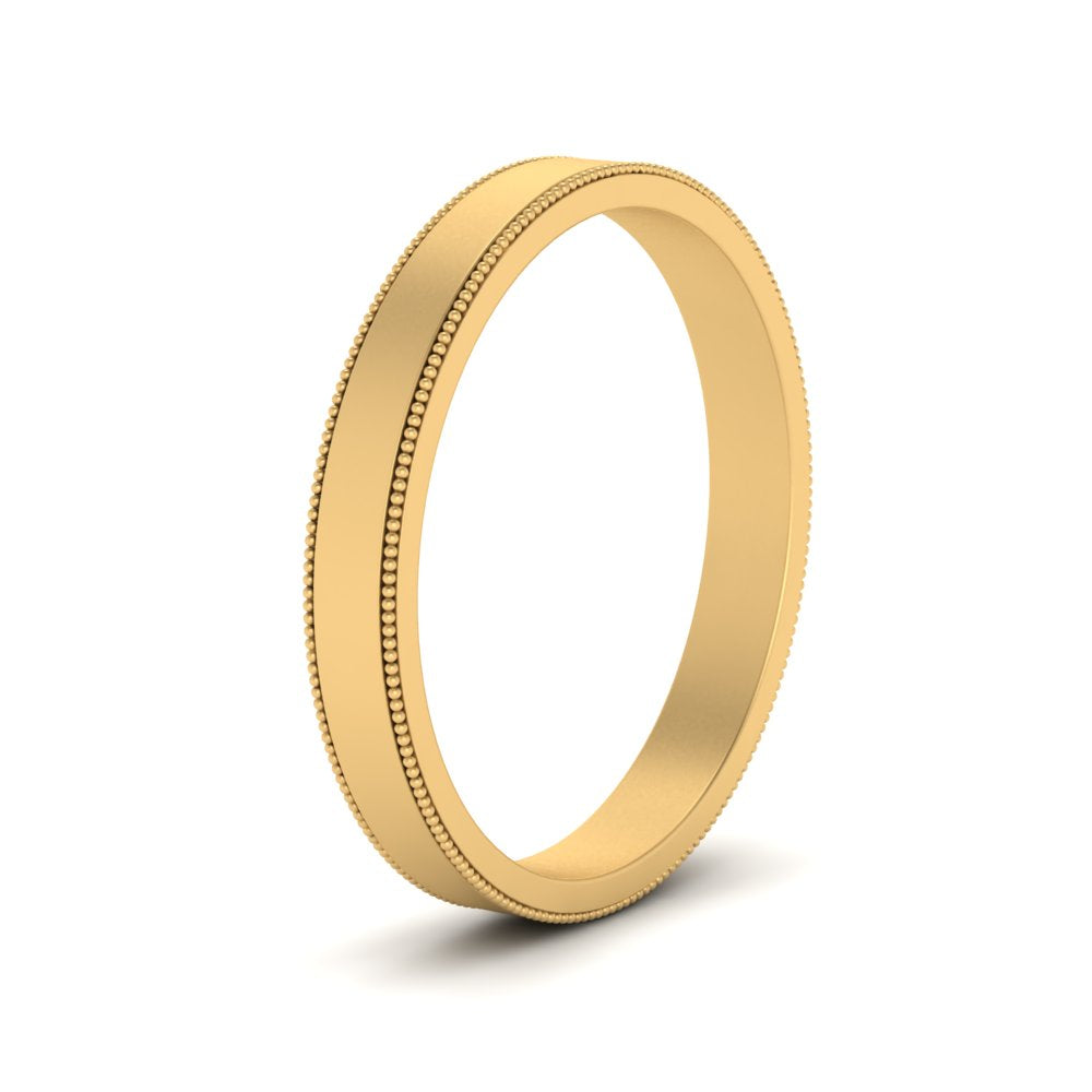 Flat Milgrain Stackable Mens Wedding Band In 14K Yellow Gold | Cuts & Carat