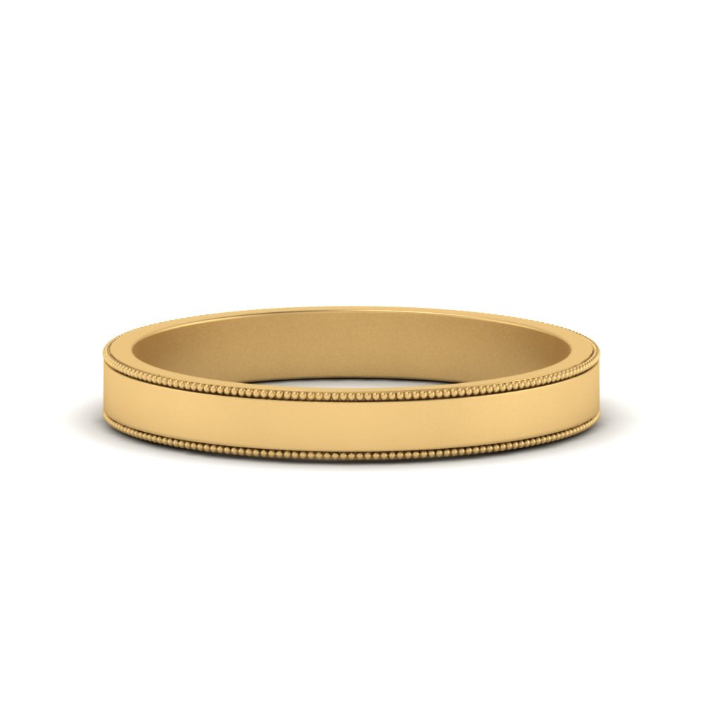 Flat Milgrain Stackable Mens Wedding Band In 14K Yellow Gold | Cuts & Carat