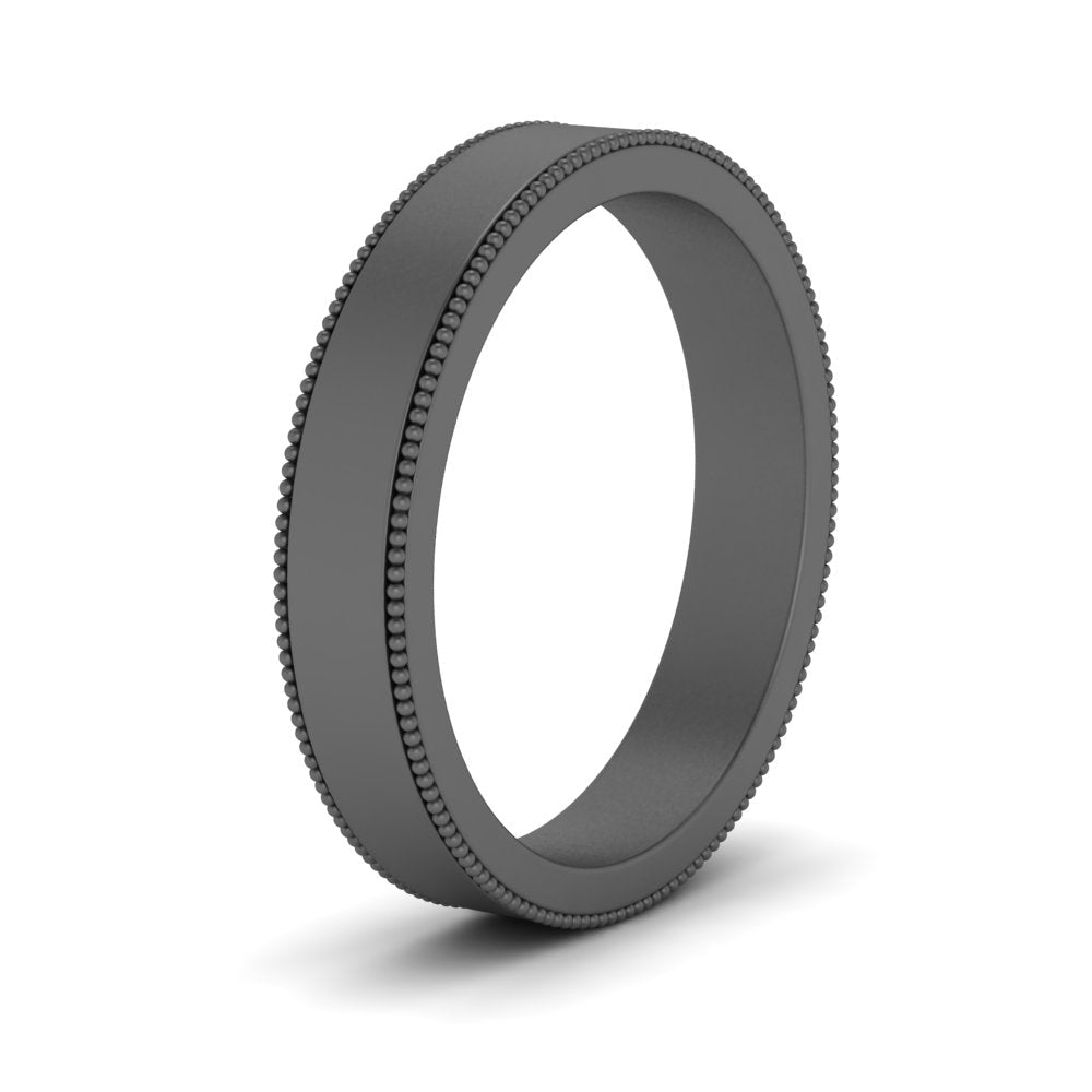 Flat Milgrain Stackable Mens Wedding Band In 14K Black Gold | Cuts & Carat