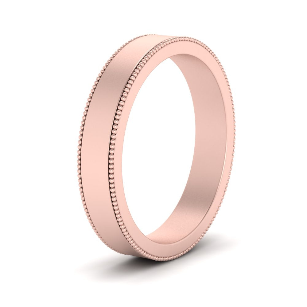 Flat Milgrain Stackable Mens Wedding Band In 14K Rose Gold | Cuts & Carat