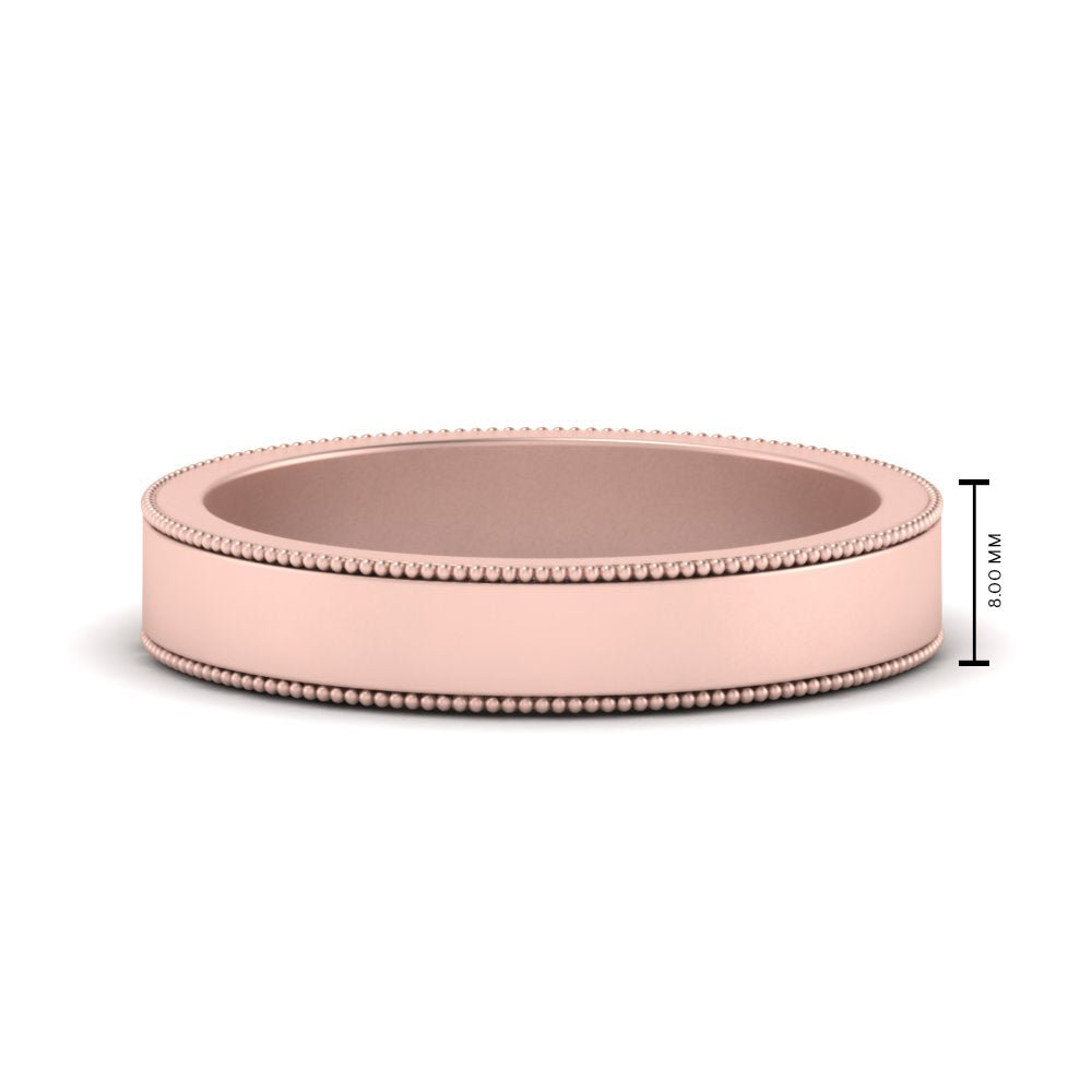 Flat Milgrain Stackable Mens Wedding Band In 14K Rose Gold | Cuts & Carat