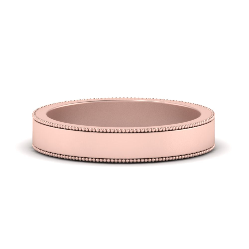 Flat Milgrain Stackable Mens Wedding Band In 14K Rose Gold | Cuts & Carat