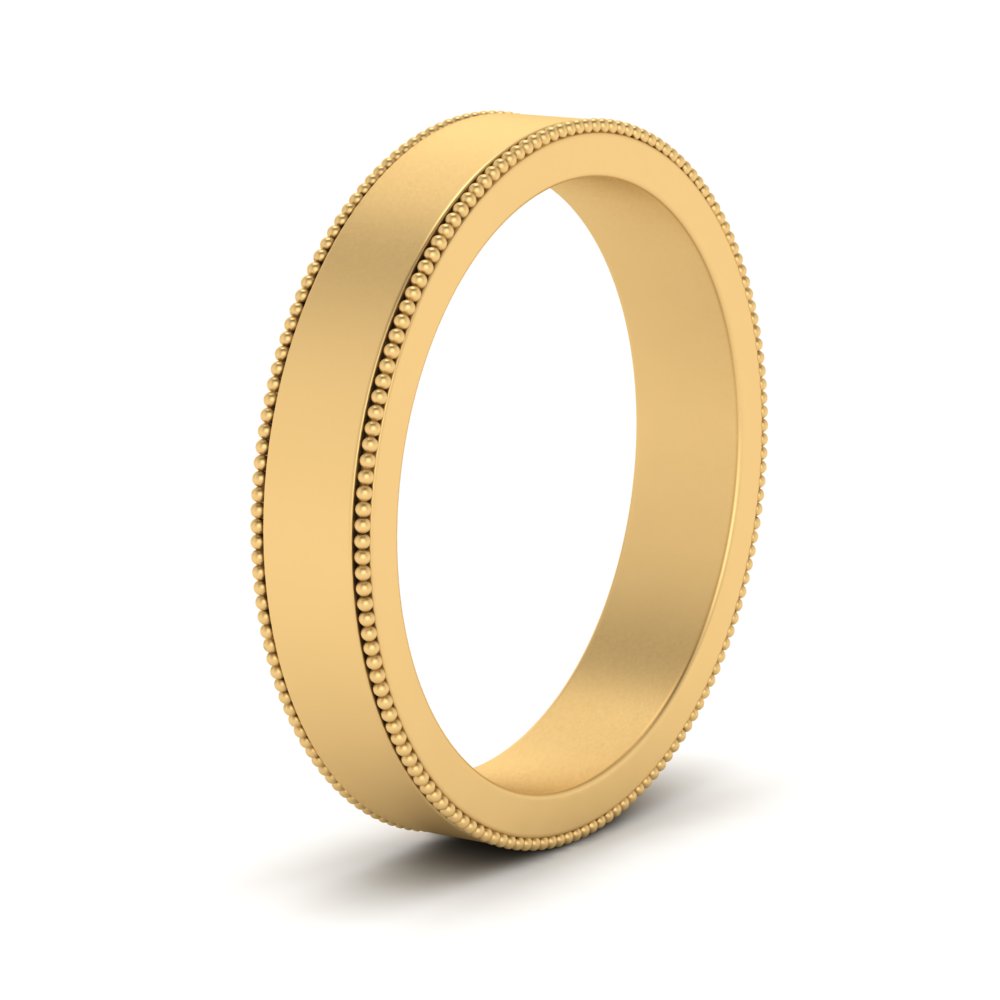 Flat Milgrain Stackable Mens Wedding Band In 14K Yellow Gold | Cuts & Carat