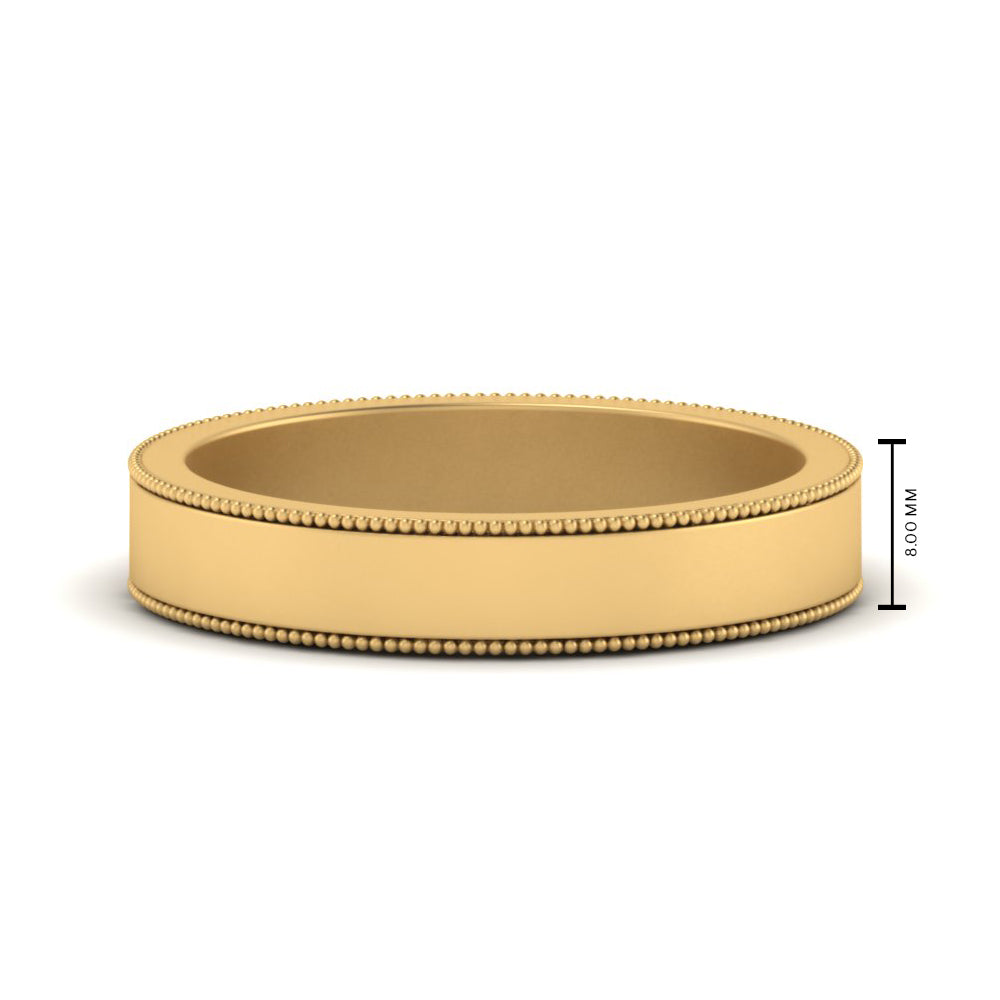 Flat Milgrain Stackable Mens Wedding Band In 14K Yellow Gold | Cuts & Carat