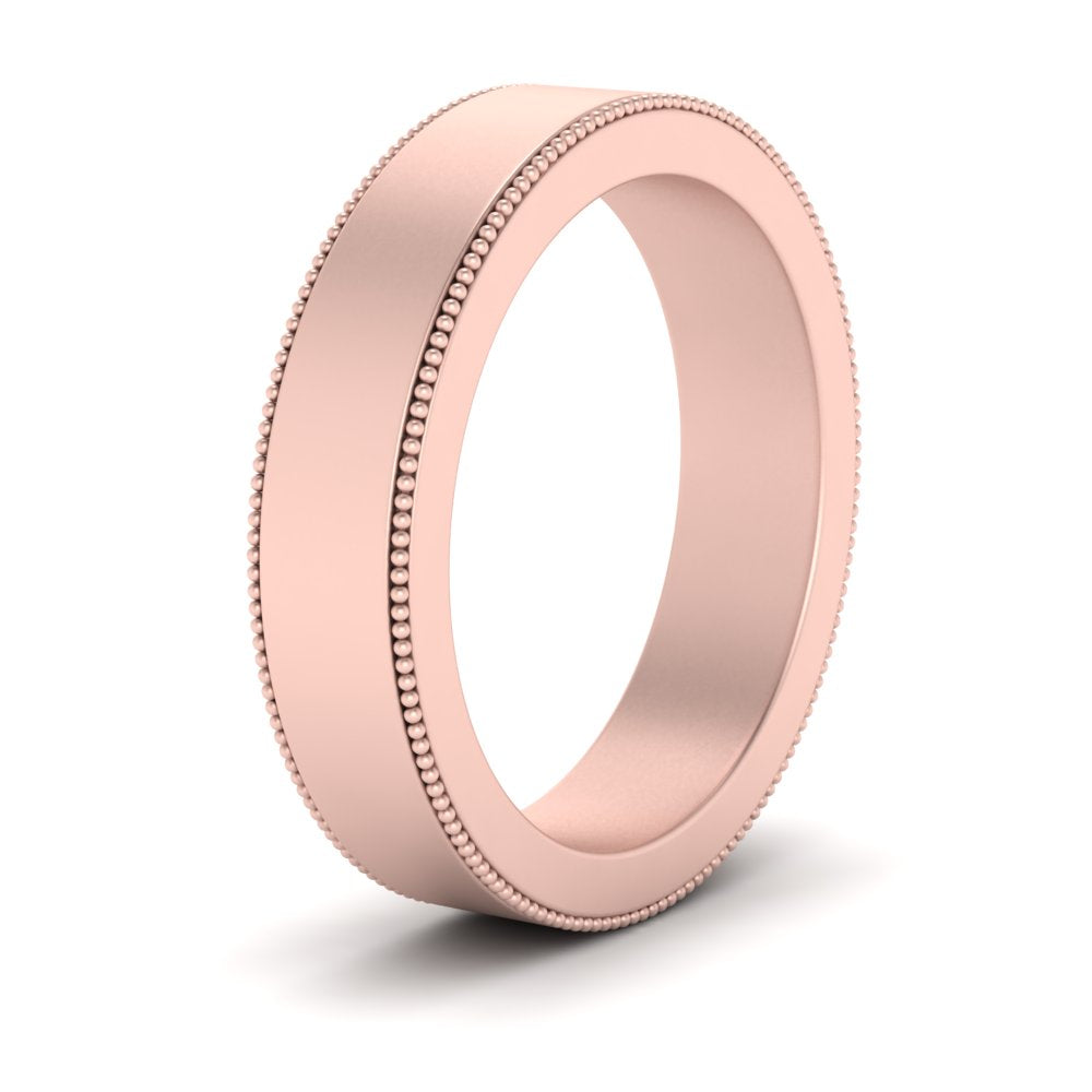 Flat Milgrain Stackable Mens Wedding Band In 14K Rose Gold | Cuts & Carat