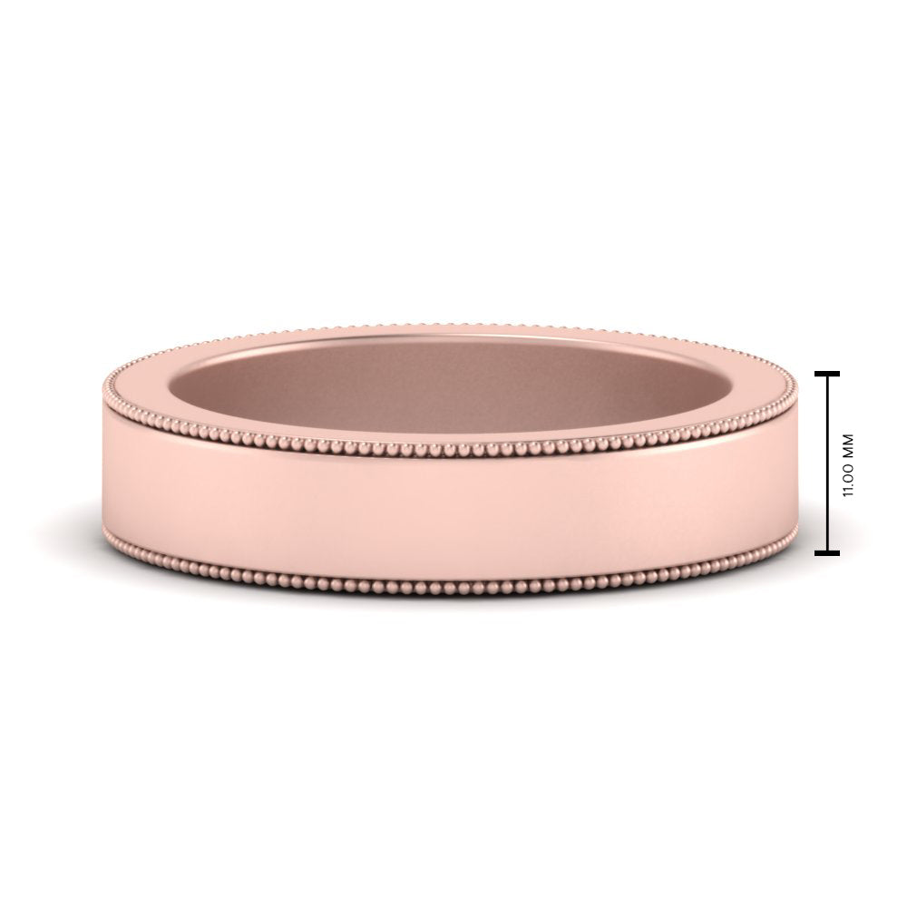 Flat Milgrain Stackable Mens Wedding Band In 14K Rose Gold | Cuts & Carat