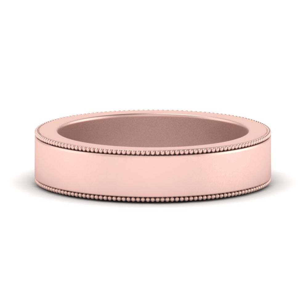 Flat Milgrain Stackable Mens Wedding Band In 14K Rose Gold | Cuts & Carat