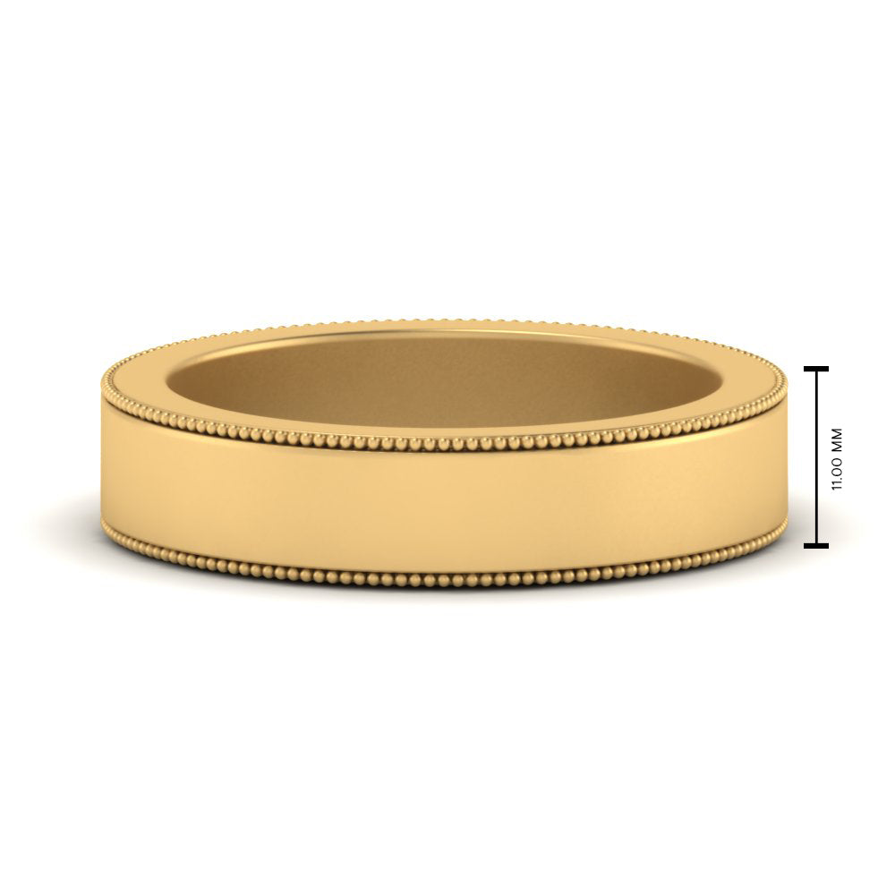 Flat Milgrain Stackable Mens Wedding Band In 14K Yellow Gold | Cuts & Carat