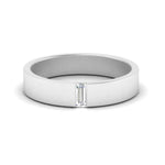 Load image into Gallery viewer, Flat Solitaire Straight Baguette Lab Diamond Wedding Band For Mens 14k Gold
