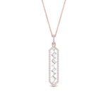 Load image into Gallery viewer, Round And Straight Baguette Cut Lab Diamond Floating Hexagon Pendant For Women 14K Gold
