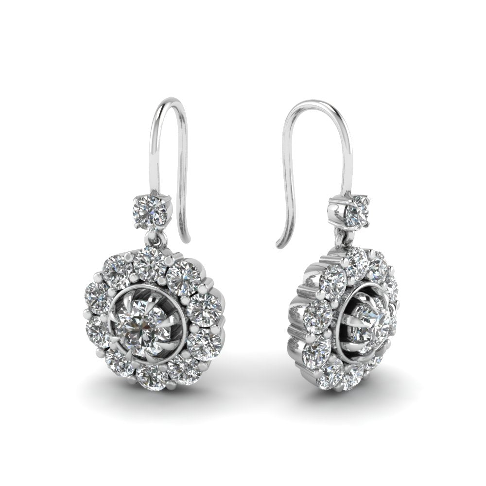 0.75 Carat Lab Diamond Floral Diamond Dangle Earring For Women 14K Gold