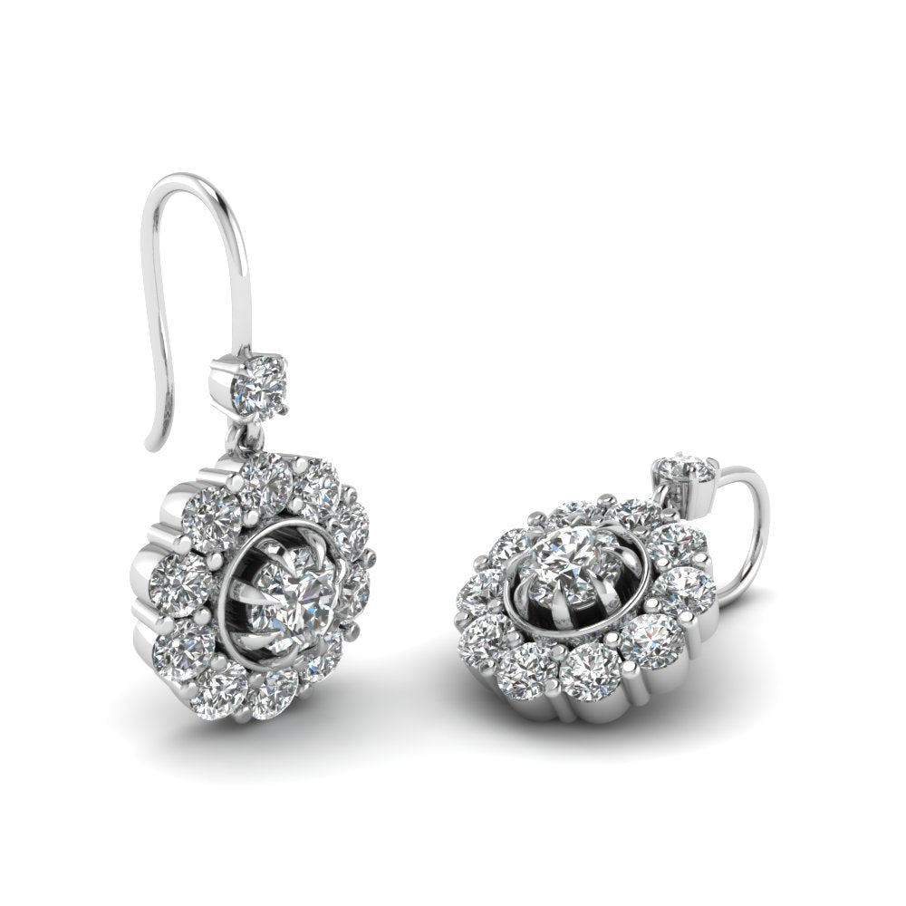 0.75 Carat Lab Diamond Floral Diamond Dangle Earring For Women 14K Gold