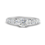 Load image into Gallery viewer, 1/2 To 5 Carat Graduated Lab Diamond Under Halo Engagement Ring 14K Gold
