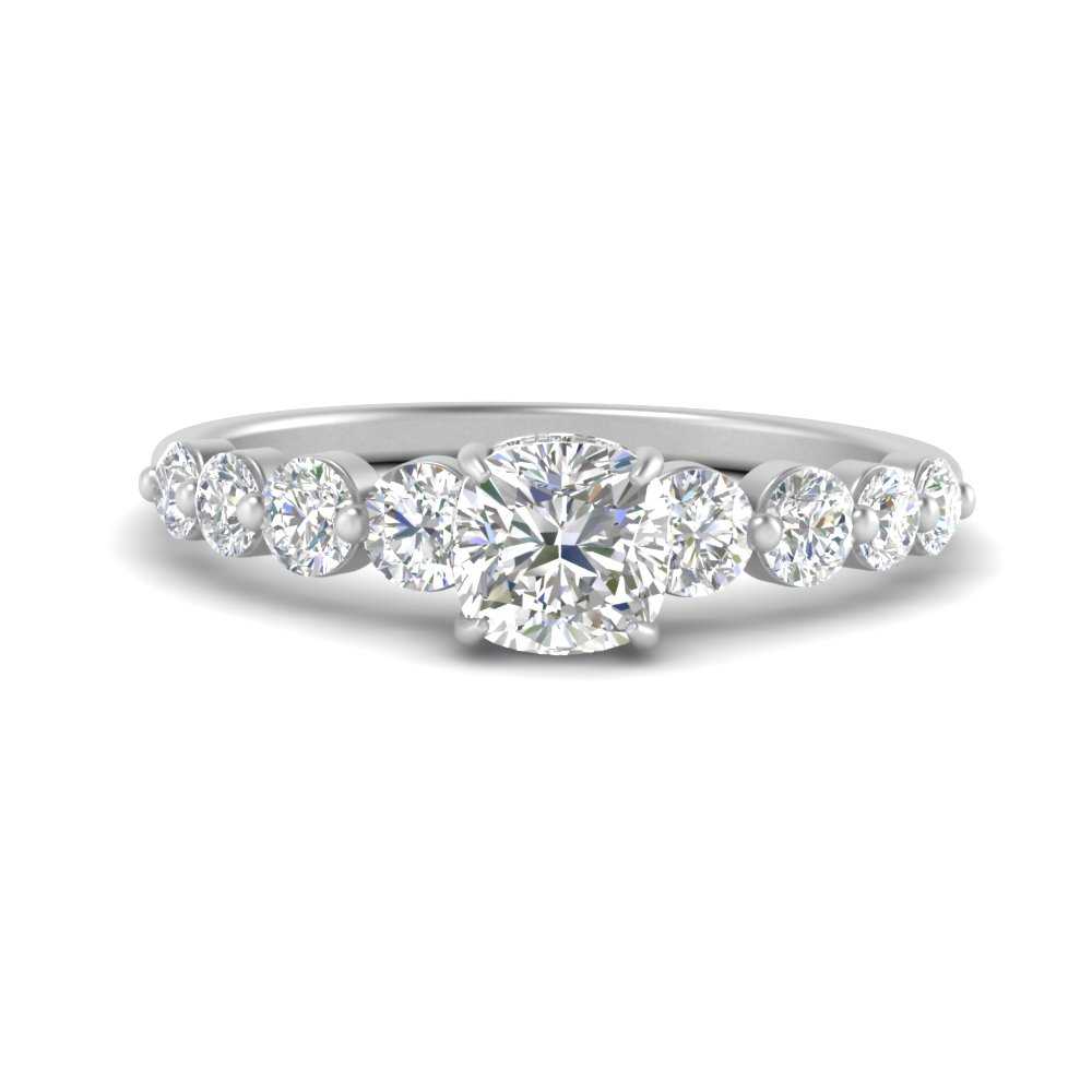 1/2 To 5 Carat Graduated Lab Diamond Under Halo Engagement Ring 14K Gold