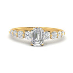 Load image into Gallery viewer, 1/2 To 5 Carat Graduated Lab Diamond Under Halo Engagement Ring 14K Gold
