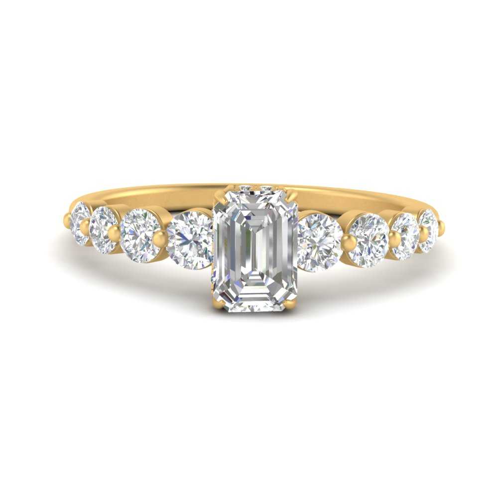 1/2 To 5 Carat Graduated Lab Diamond Under Halo Engagement Ring 14K Gold