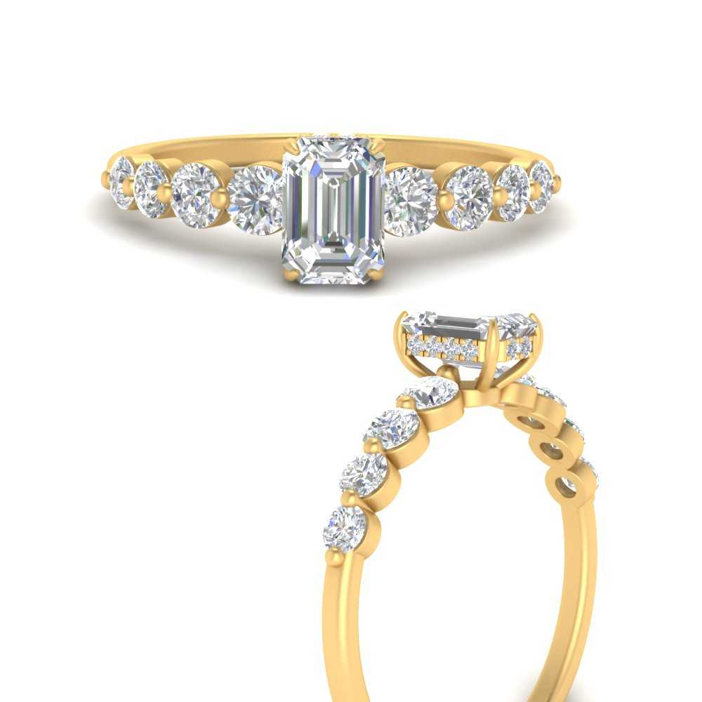 1/2 To 5 Carat Graduated Lab Diamond Under Halo Engagement Ring 14K Gold