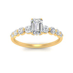 Load image into Gallery viewer, 1/2 To 5 Carat Graduated Lab Diamond Under Halo Engagement Ring 14K Gold
