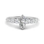 Load image into Gallery viewer, 1/2 To 5 Carat Graduated Lab Diamond Under Halo Engagement Ring 14K Gold
