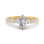 Load image into Gallery viewer, 1/2 To 5 Carat Graduated Lab Diamond Under Halo Engagement Ring 14K Gold
