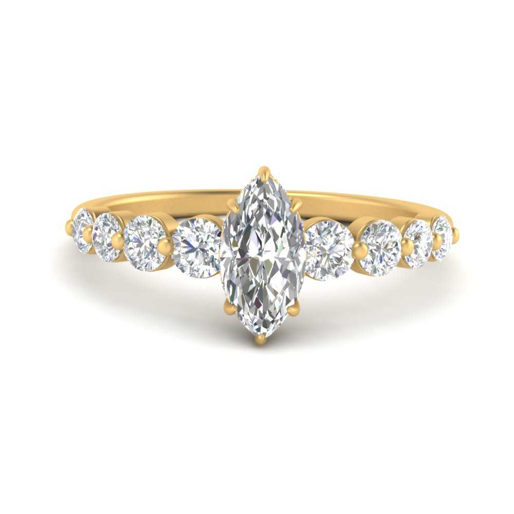 1/2 To 5 Carat Graduated Lab Diamond Under Halo Engagement Ring 14K Gold