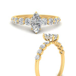 Load image into Gallery viewer, 1/2 To 5 Carat Graduated Lab Diamond Under Halo Engagement Ring 14K Gold
