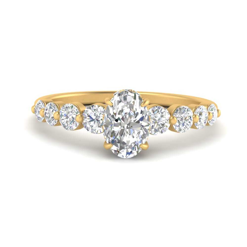 0.50 To 5 Carat Lab Diamond Graduated Under Halo Engagement Ring 14K Gold