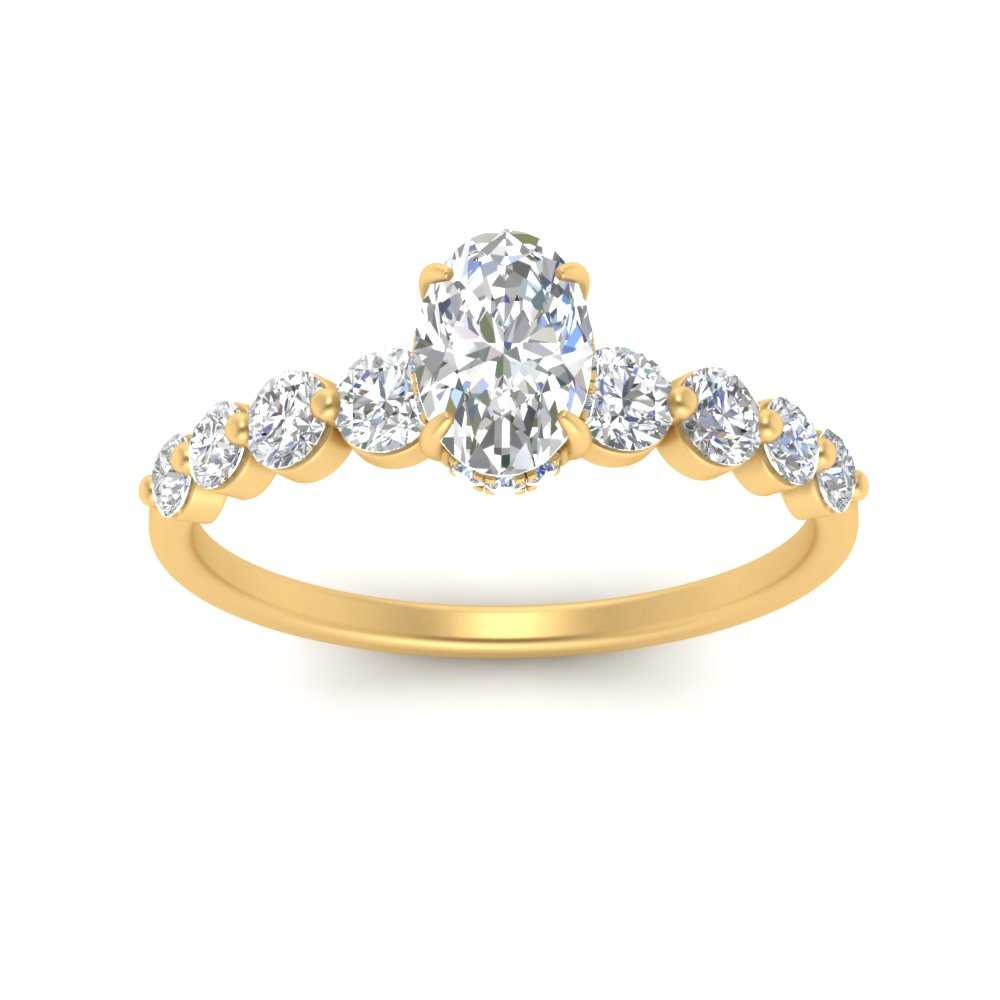 0.50 To 5 Carat Lab Diamond Graduated Under Halo Engagement Ring 14K Gold