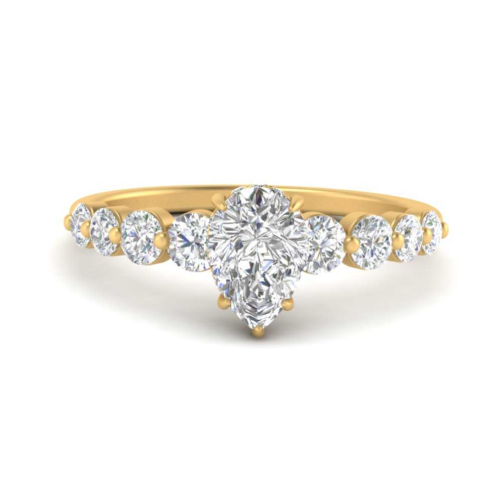 0.50 To 5 Carat Lab Diamond Graduated Under Halo Engagement Ring 14K Gold