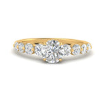 Load image into Gallery viewer, 0.50 To 5 Carat Graduated Common Prong Lab Diamond Petite Engagement Ring 14K Gold
