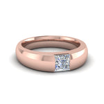 Load image into Gallery viewer, Bezel Solitaire Princess Cut Lab Diamond Wedding Ring For Mens 14k Rose Gold|Cuts &amp; Carat
